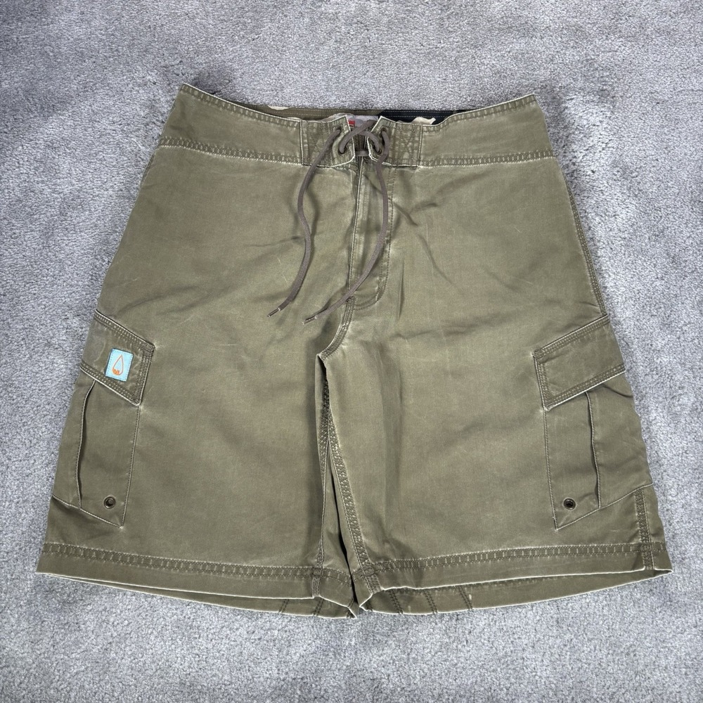 Vintage Mossimo Cargo Board Shorts Mens 32 Olive Green Hybrid Surf Skate Y2K